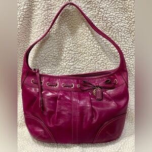 Y2K Coach Pleated Hobo Leather Bag In Magenta Pink Shoulder Bag Vintage